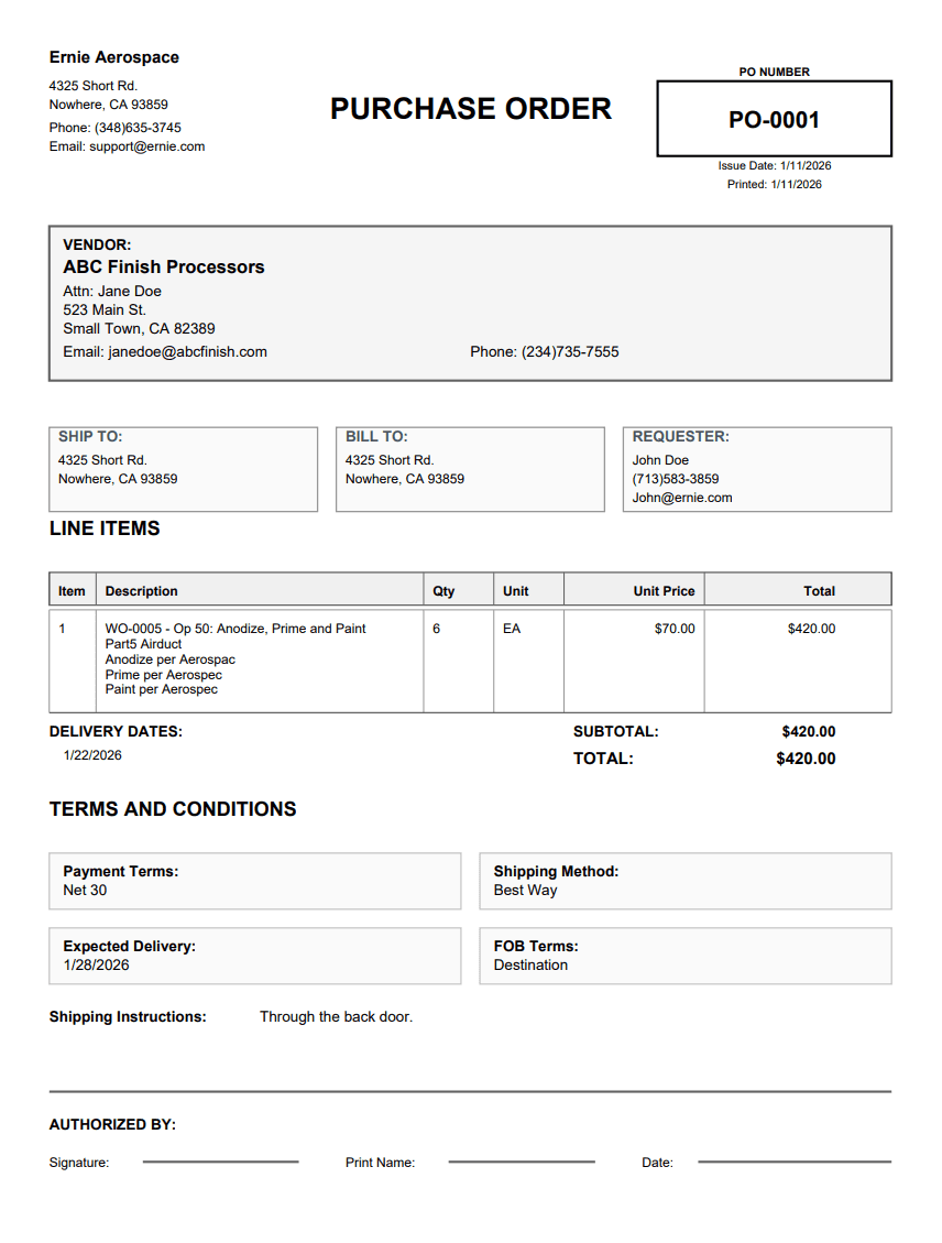 Automated Purchase Order System